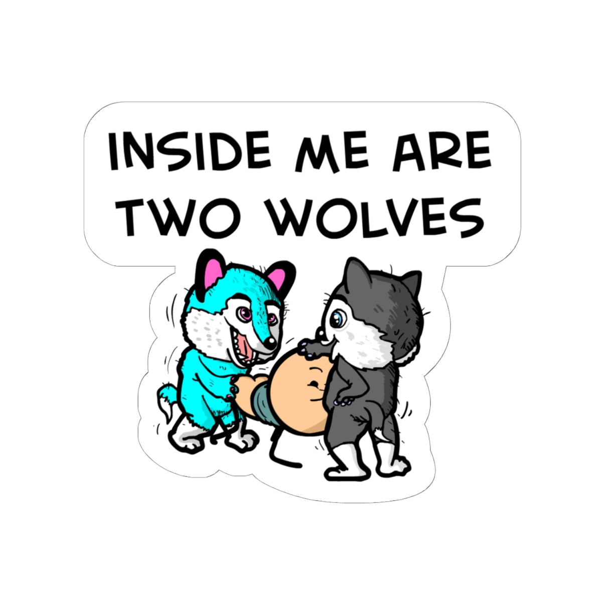 Two Wolves One Sticker