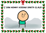 "Kissing Santa" Greeting Card