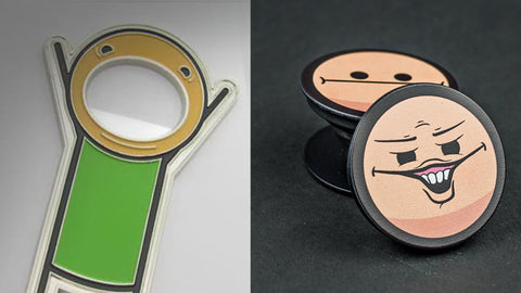 Left: The Bottle Opener Right: Both versions of the pop up face